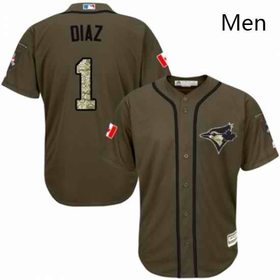 Mens Majestic Toronto Blue Jays 1 Aledmys Diaz Authentic Green Salute to Service MLB Jersey
